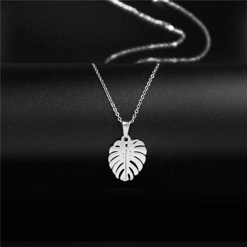 GADIS daun kalung wanita fashion Net merah liontin sederhana elegan in stainless steel khusus bunga