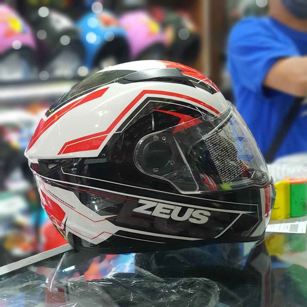 Helm Full Face Zeus 811 AL 16 White Red