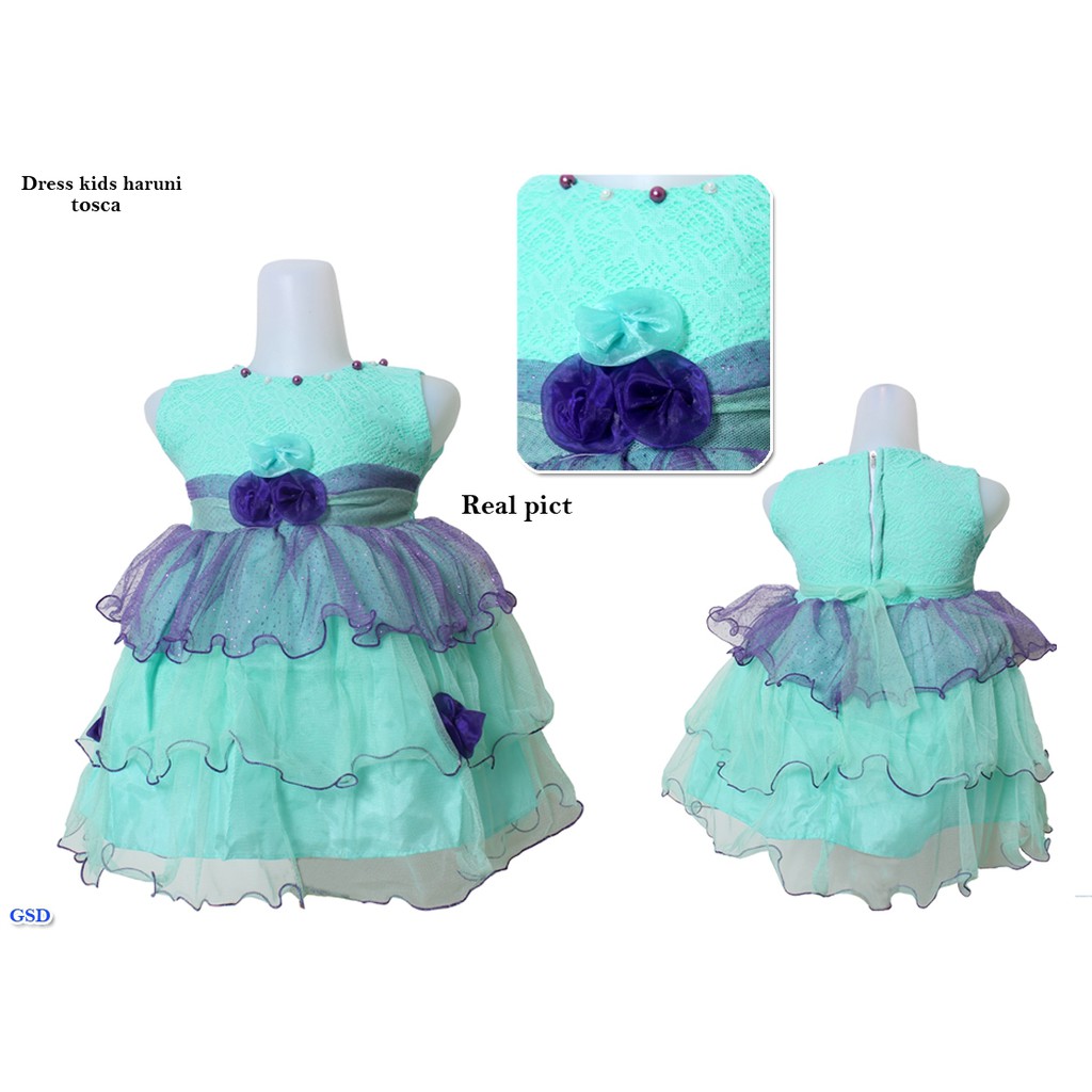 Dress kidds Haruni/ Terusan Dress Brukat Anak/ Gaun Pesta Anak Brukat/Realpict Baju Anak Murah