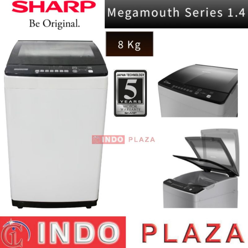 MESIN CUCI SHARP 1 TABUNG 8 KG / 8KG ES-8000T-GG MEGAMOUTH 1.4