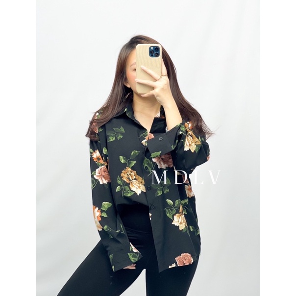 MDLV ~ 4131 KEMEJA ROSES WOMEN ROSE SHIRT WOMEN LONG HAND SHIRT PREMIUM KEMEJA TWISCONE KEMEJA LENGAN PANJANG FASHION IMPORT WANITA