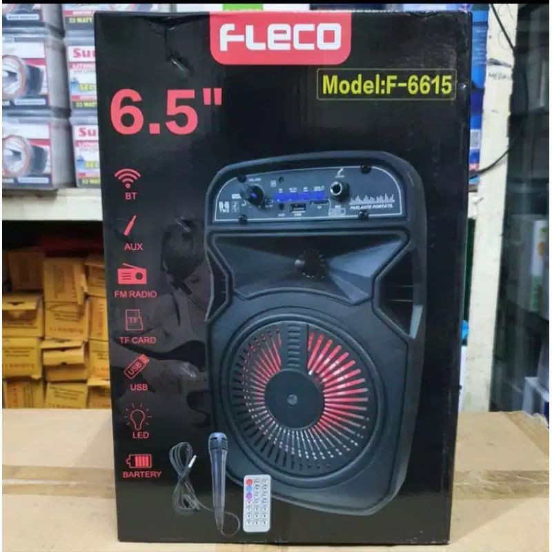 COD✓SPEAKER BLUETOOTH FLECO 6'5 INCH F-6615 FREE MIC KAROKE + REMOTE