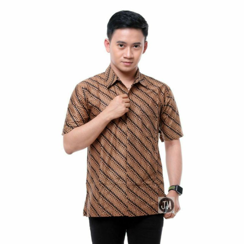 tey-17 Batik wanita ASJ SA HRB026 Kenongo Kemeja Tosca Pendek-L