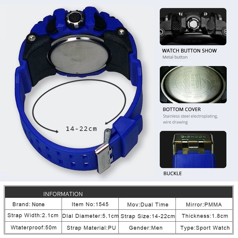 (Istimewa Bossque) Jam SAT POL PP Double Time Full Biru (Exclusive)