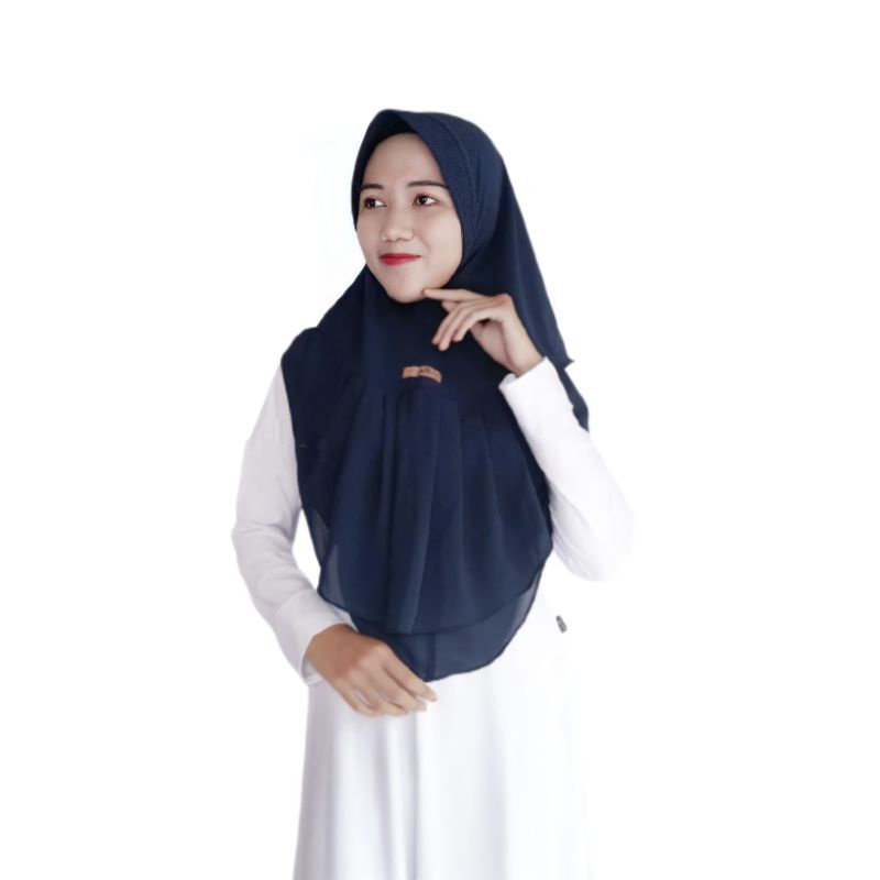 Jilbab Instan Simple Kerudung Segitiga Ceruti Tumpuk Hijab Pet Antem by Shila