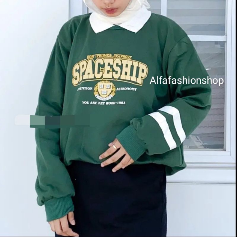 SPACESHIP SWEATER OVERSIZE PRIA WANITA//SWEATER OVERSIZE//KERAH SWEATER KOREA