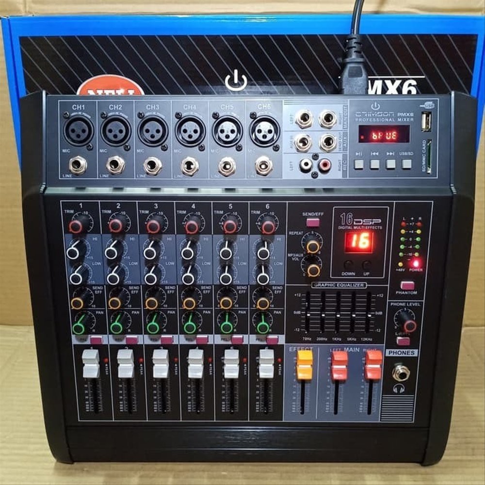 mixer audio bluetooth 6 channel pmx6 amplifier mixing sound system