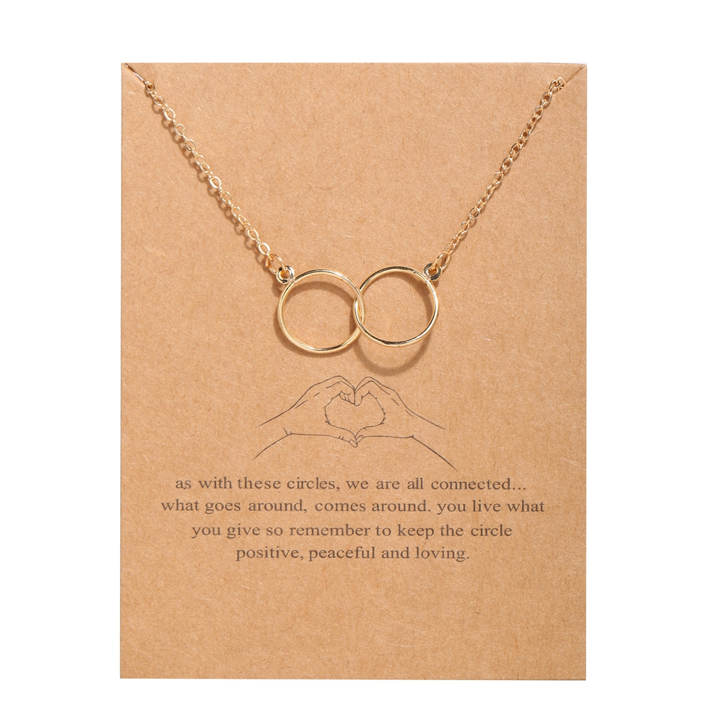 Kalung Choker Rantai Klavikula 17km Hias Ikatan Simpul Lingkaran Warna Emas Gaya Retro-1