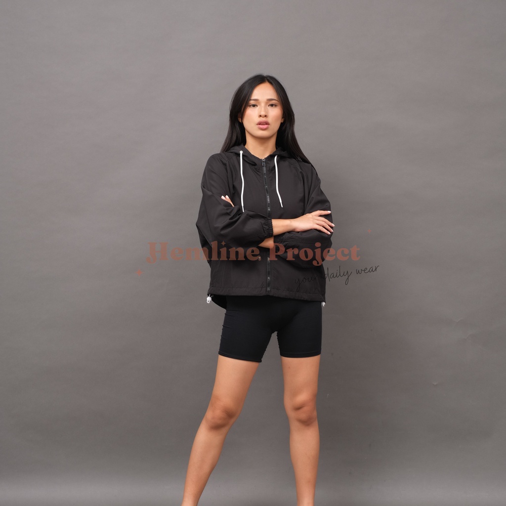 Ganis Oversized Jaket Black - Jaket Parasut Hoodie