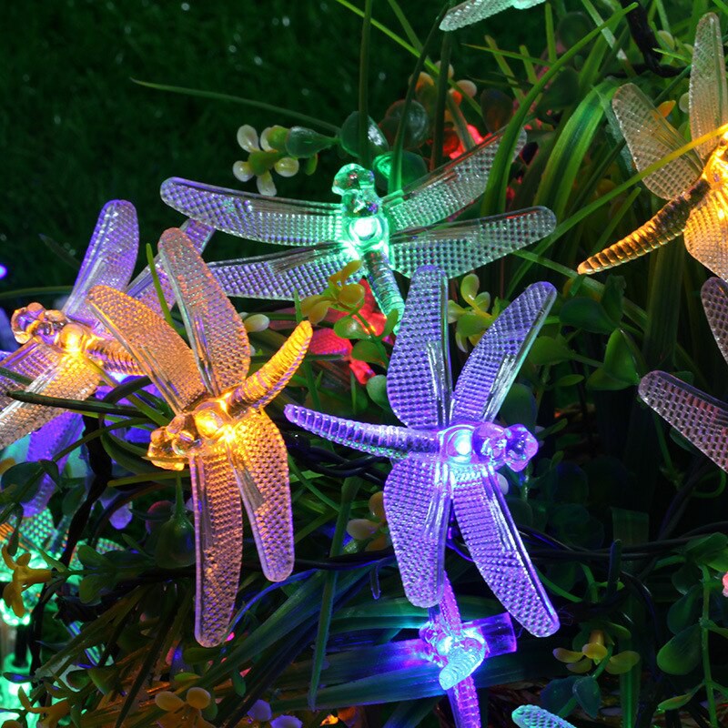 Lampu/Lampu Hias Dekorasi Dragonfly 20 LED 5 Meter with Solar Panel - M088 - Multi-Color