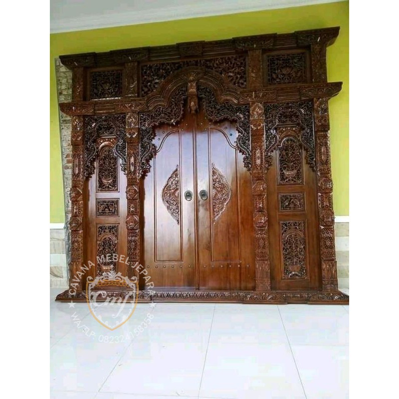 (free ongkir jawa)promo pintu utama gebyok gapura ukir gebyok ukir jepara