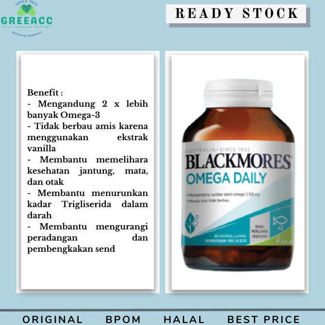 BLACKMORES Omega Daily 90 Kapsul Omega3 BPOM Kalbe Original 3 Lc