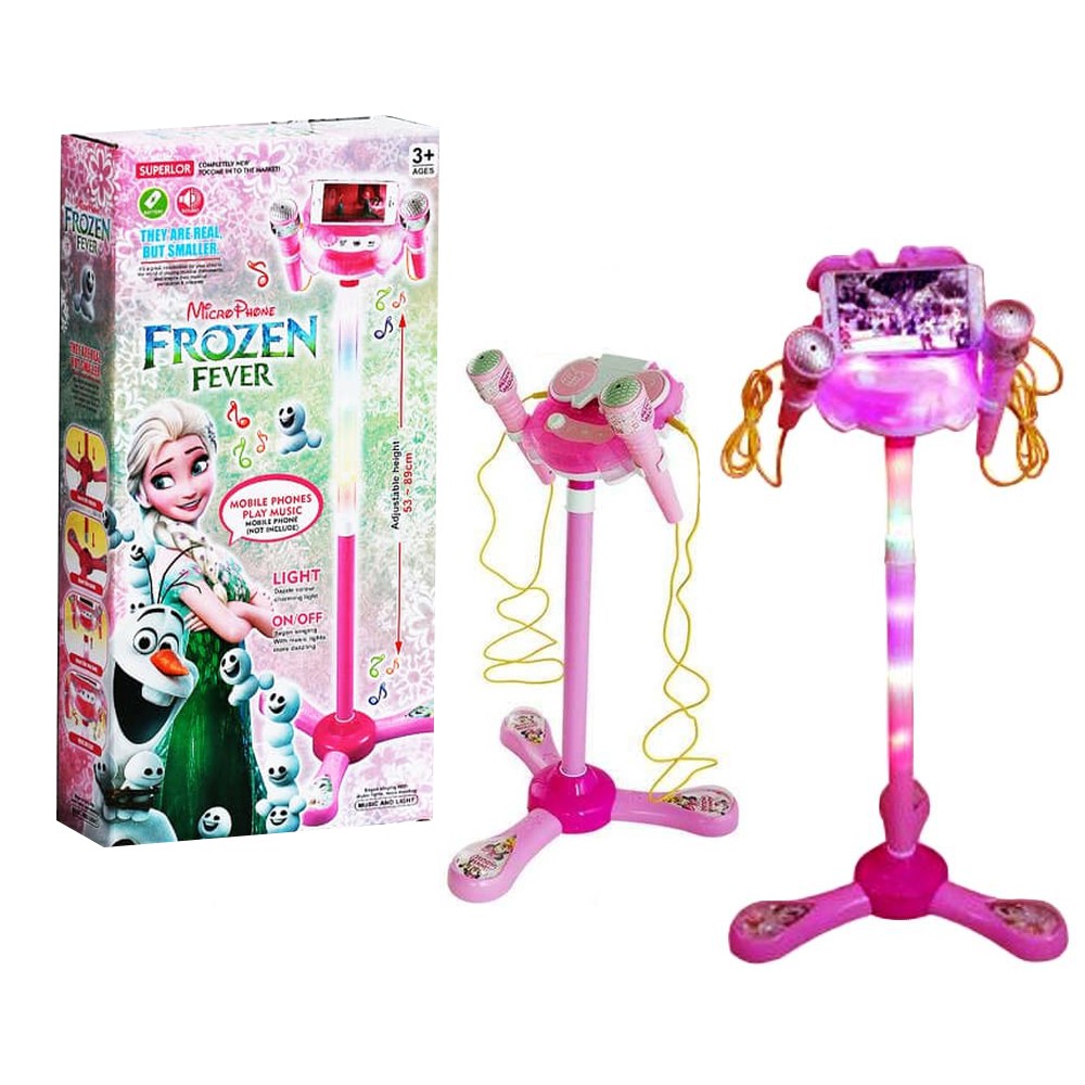 Tomindo Double Microphone  PINK Frozen  mainan  mikrofon 