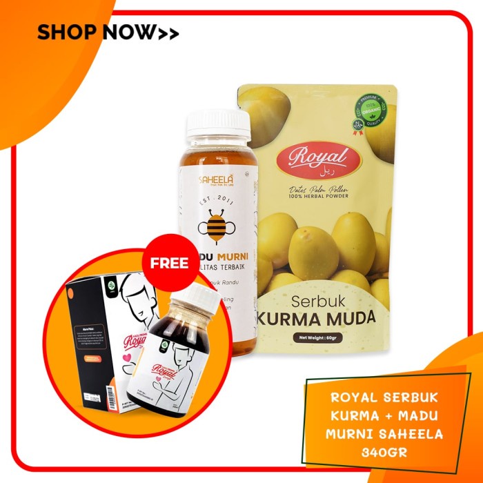 

Paket Promil Serbuk Kurma Muda Royal Dates 60g+ Madu Murni 340g (BERKUALITAS)