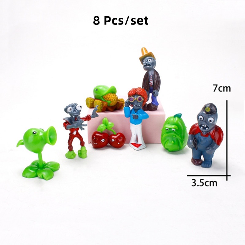 3 / 8 Pcs Tanaman Asli Mainan Action Figure Zombie Bahan PVC Untuk Hadiah Ulang Tahun Anak