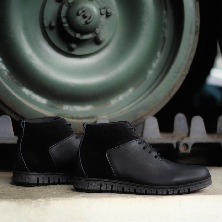 ZEALAND BLACK |FORIND x Kenzio| Sepatu Kulit Boot Vintage Klasik Pria Cowok Original Lokal Footwear