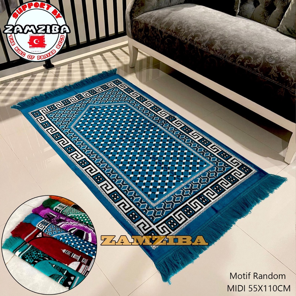 Sajadah Turkey Turki Ukuran Midi 55x110 cm Bahan Beludru Peralatan Sholat By Zamziba Sajadah