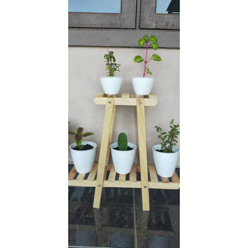 rak bunga wooden/flower shelf