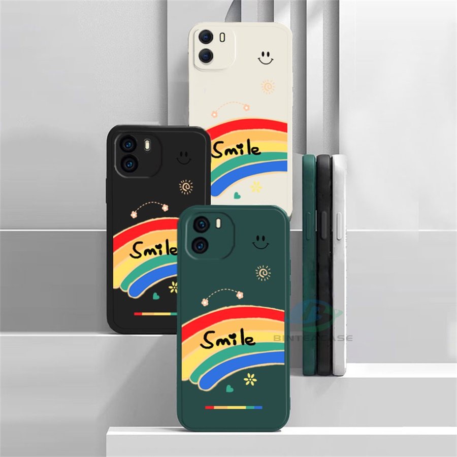 Redmi Note 11S 11 Pro Redmi 10 5G 10C 10A 9C 9T 9A Note10 5G Note 10S Note9 Note8 Note7 Poco M3 Pro X3 Pro NFC New Rainbow Smiling Face Lanyard Silicone Phone Case Binteacase