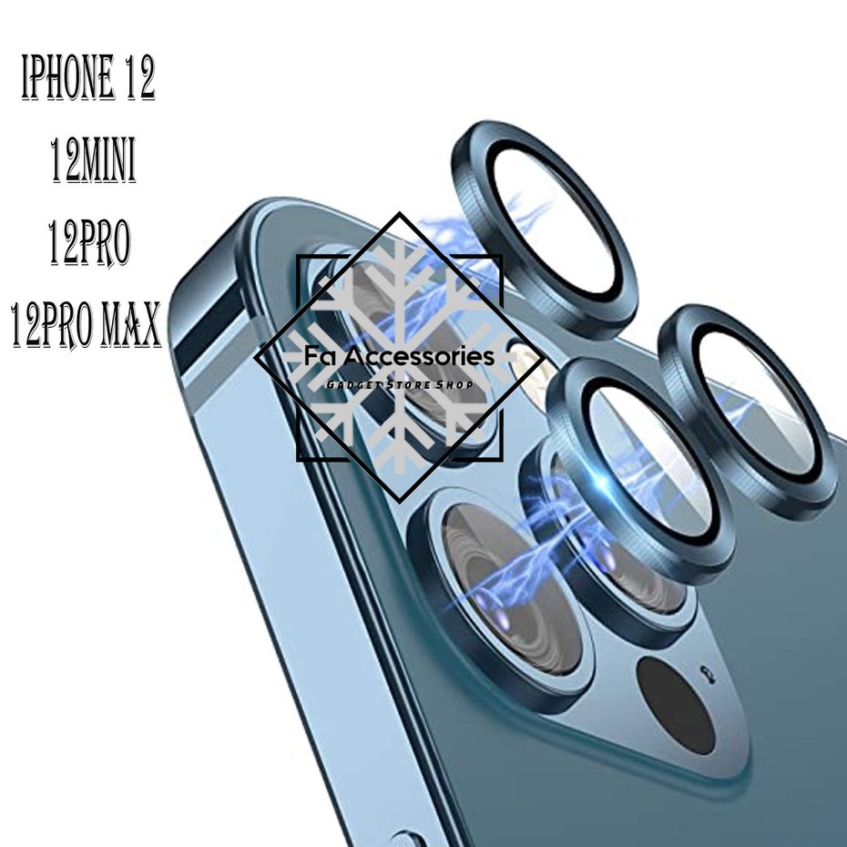 FA RING Tempered Glass Pelindung Kamera Iphone 12 12PRO 12PRO 12MINI PRO MAX MINI Aluminum Camera