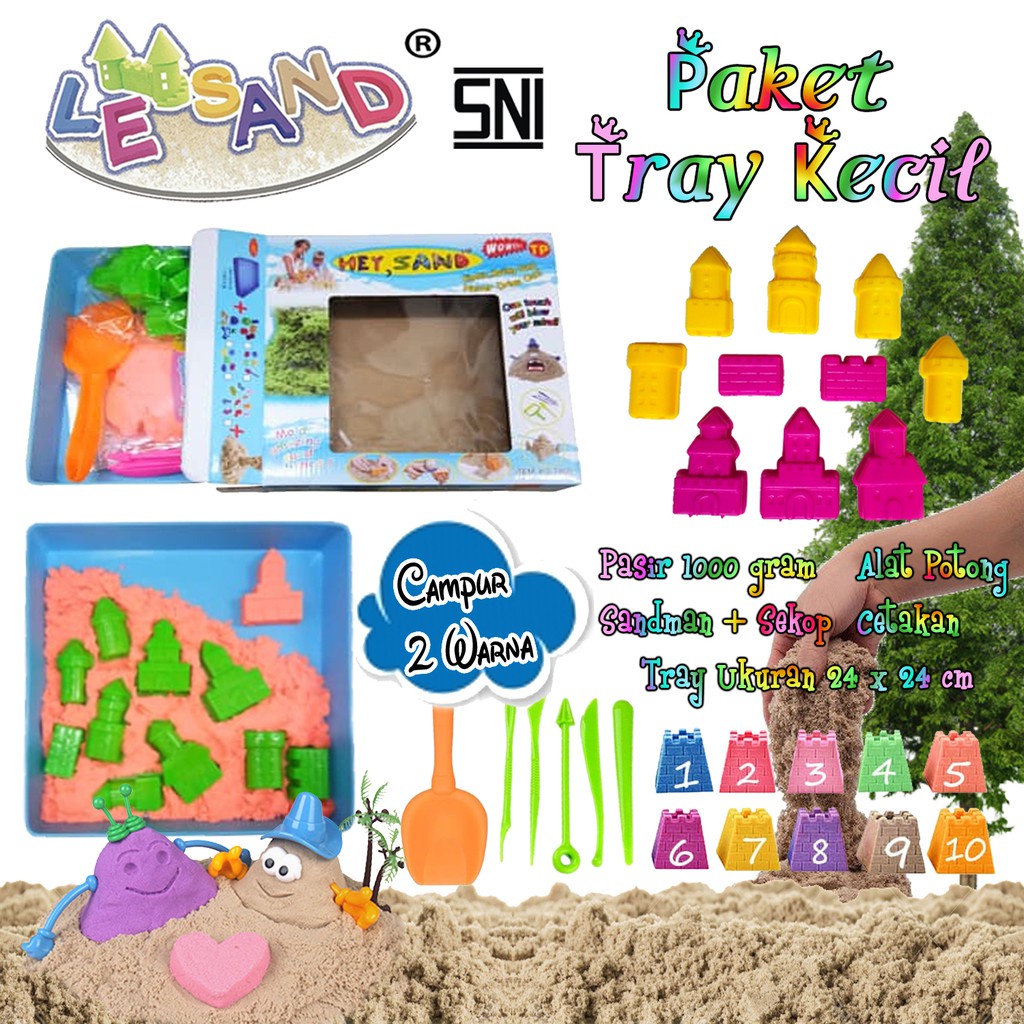 Mainan Edukatif Pasir Mainan Anak LE SAND Mainan Anak Pasir Tray Set Paket Hemat Ongkir Doky