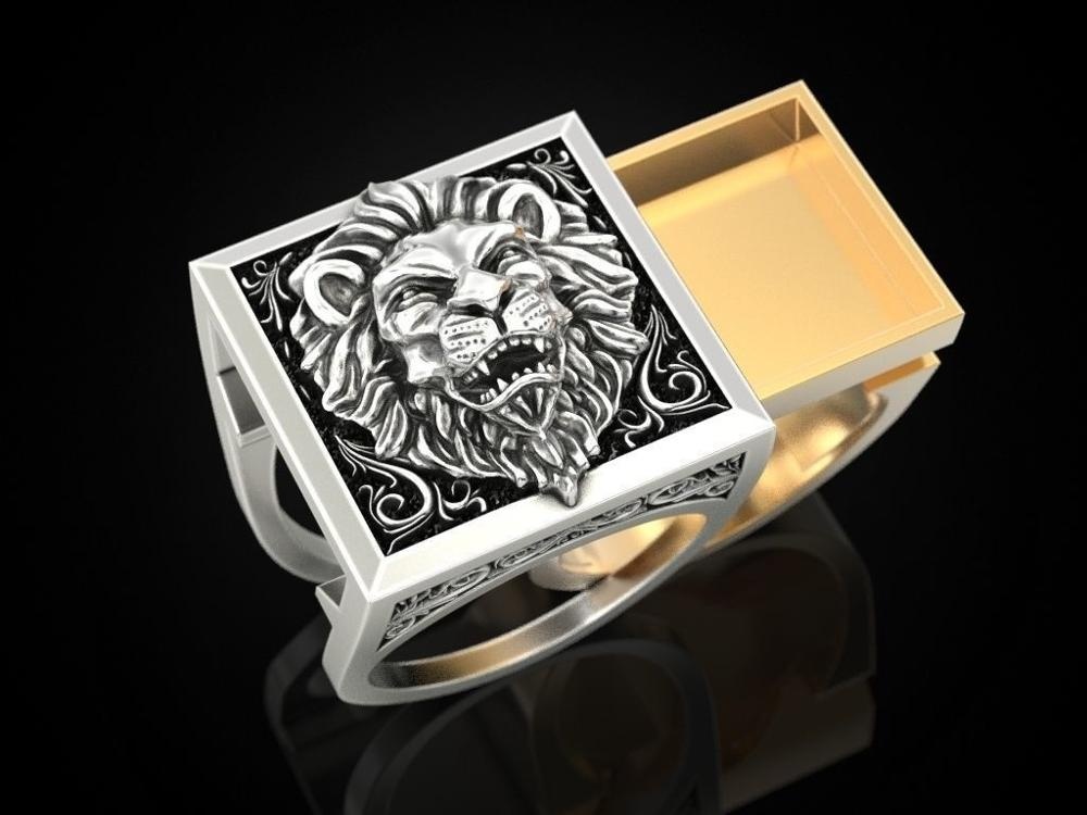 Cincin Bentuk Kingdom Lion King Gaya Hip Hop Untuk Pria