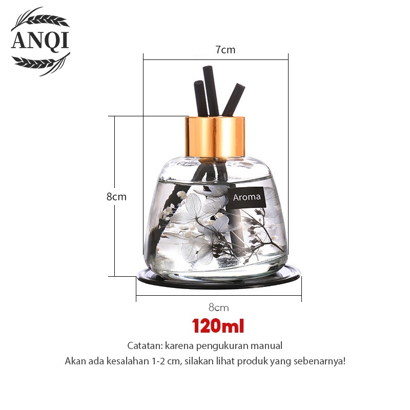 ANQI 1888 Reed Diffuser Alat Pengharum Ruangan Parfum Essensial Oil Hiasan Stik Kayu + Bunga/Bunga Pengharum Ruangan