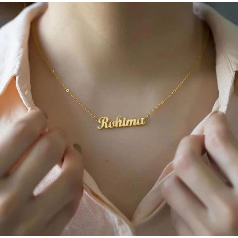 Kalung Nama Lapis Emas Bahan Titanium Anti Karat Kalung Anak Dan Dewasa