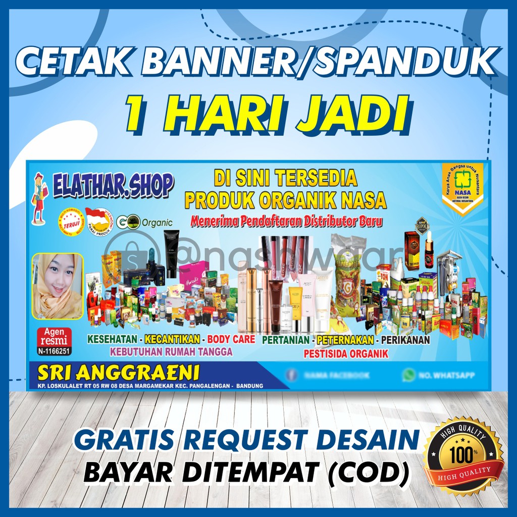 Banner Spanduk Backdrop Baliho Mmt Warung Toko Agen Distributor Member Resmi Nasa Natural Nusantara Shopee Indonesia