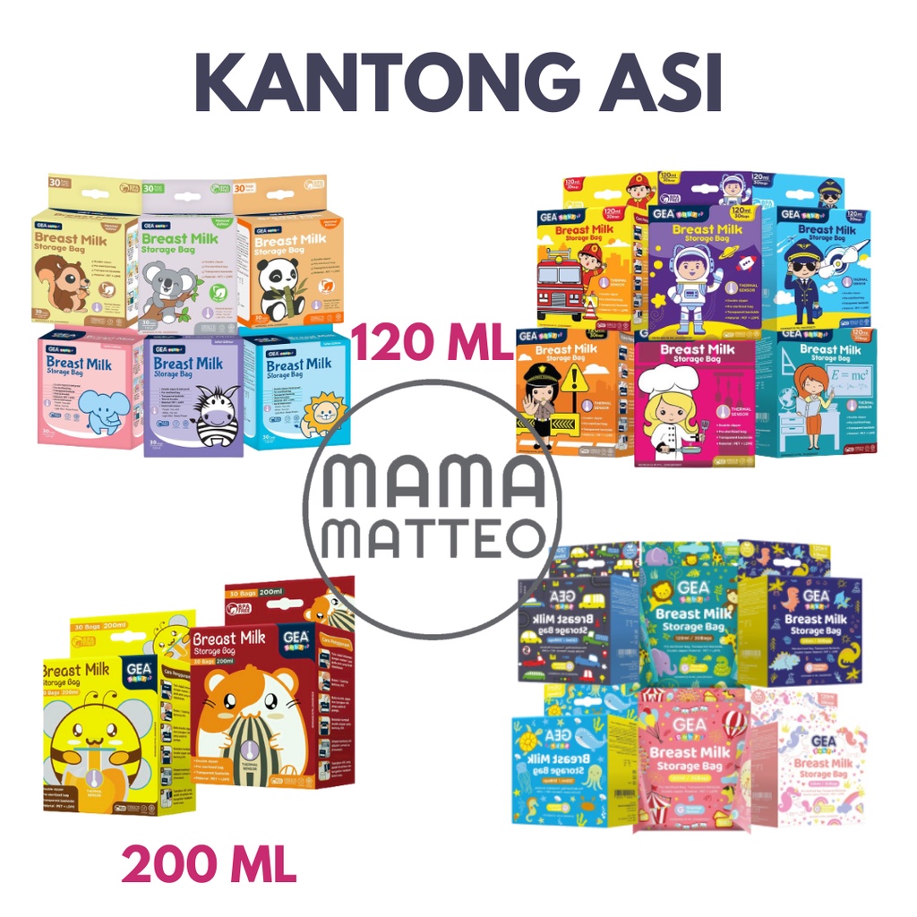 GEA Baby Asibag Milk / Tempat Asi Bayi 120ml Varian Motif Atlantis Kemasan Pouch