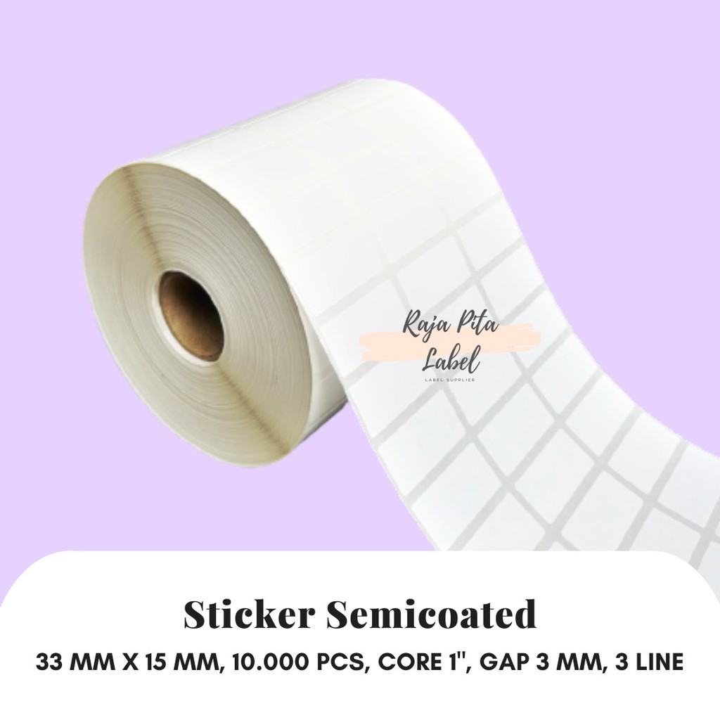 

TERMURAH !!! Sticker Semicoated 33x15 mm, 3 line