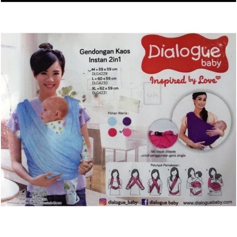 gendongan geos bayi dialogue 2in1 polos warna