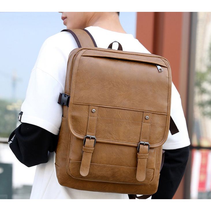 Backpack Tas Ransel Laptop Punggung Kulit Pria