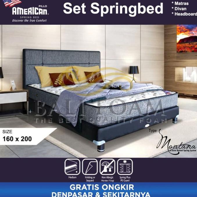 Produk Unggulan] American Pillo Set Montana Kasur Spring Bed Bali 160 X 200