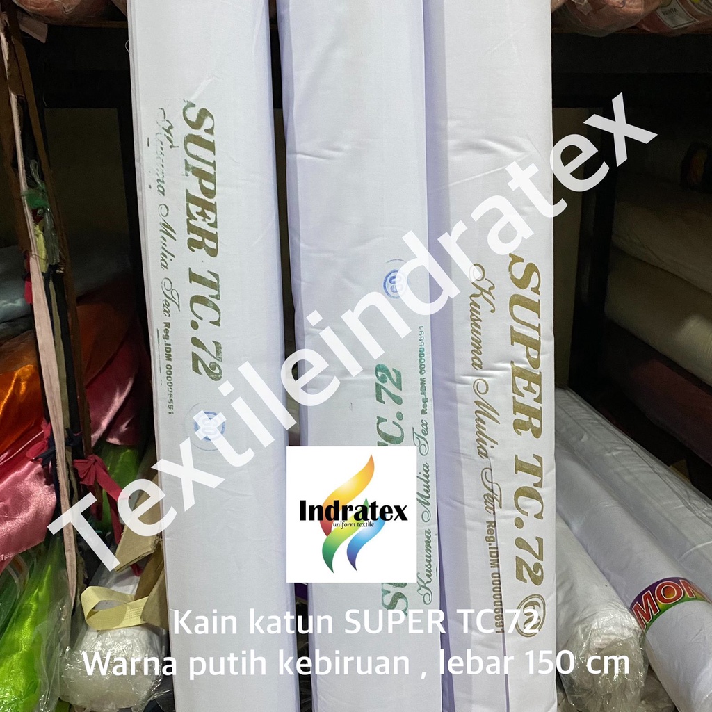 ( per 1 roll ) bahan kain katun putih tebal polos SUPER TC 72 gulung lebar 150 cm isi 54 meter baju hem kemeja putih seragam sekolah backdrop background foto gamis koko layar proyektor sarung lapisan bantal mori kafan alas piknik spanduk lukis pecel lele