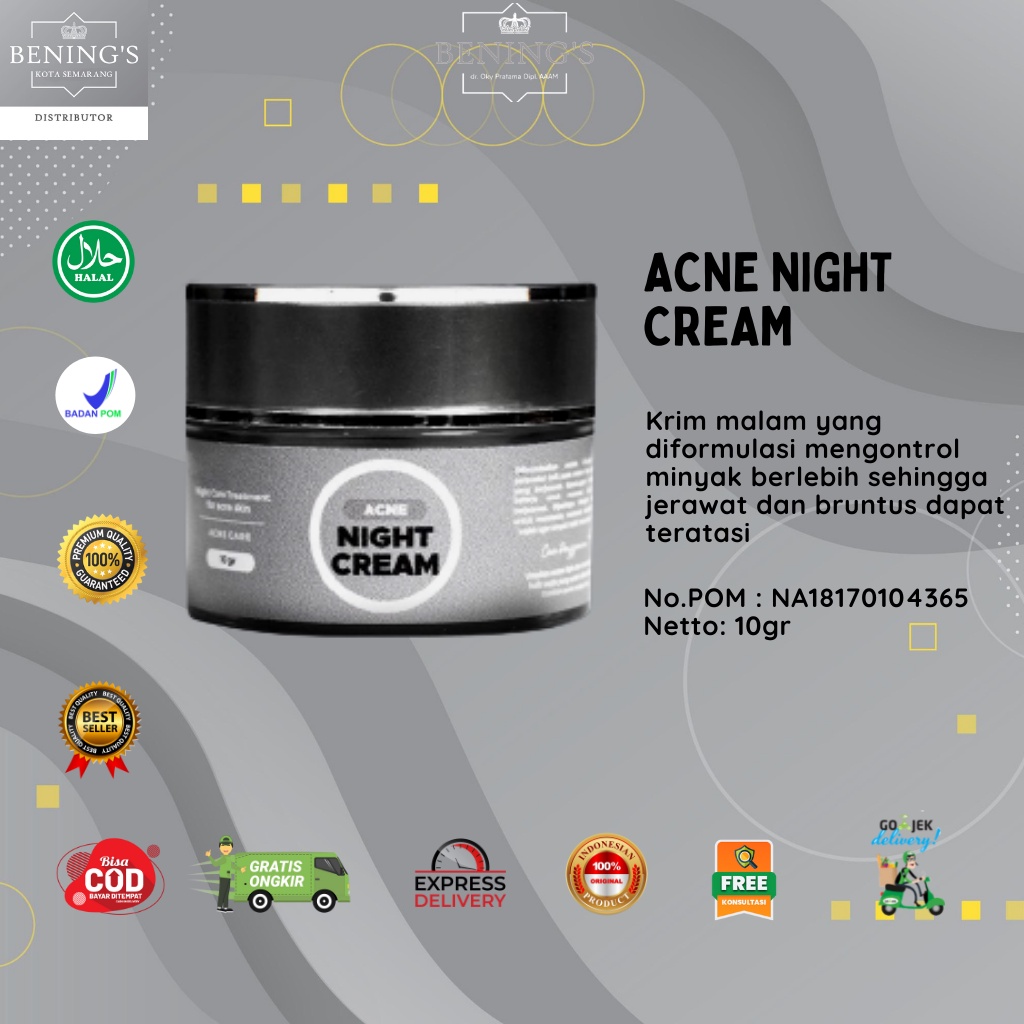 Acne Night Cream Benings Indonesia Skincare by Dokter Oky Ukuran 10 gr