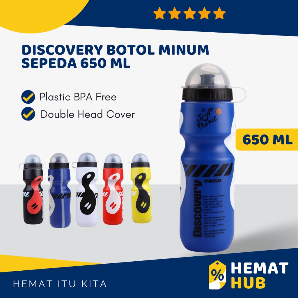 Botol Minum Sepeda Olahraga Tempat Air Anti Bocor Hitam 650 ml Food Grade BPA Free