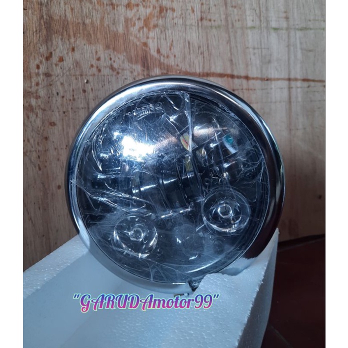 lampu daymaker 16 led impor super terang set batok jute 5,7 inc full crom kualitas bagus pnp tiger v