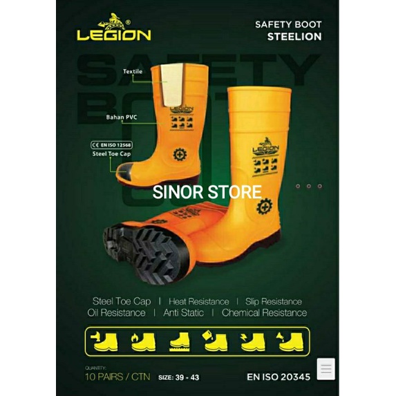 Sepatu Boot Safety LEGION Sepatu Safety Kerja Ujung Besi Uk 39 s.d 43