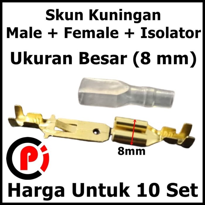 10 Set Skun Ukuran Besar 8mm Male Female Isolator Untuk Motor Mobil