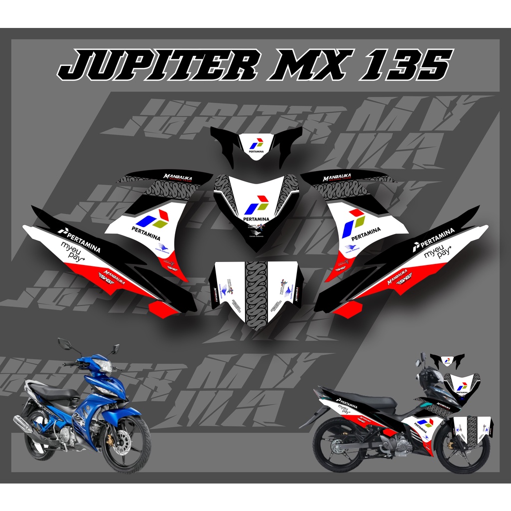 COD Decal Striping list Motor Jupiter Mx 135 New Motif Pertamina Mandalika Sticker Stiker List Body 