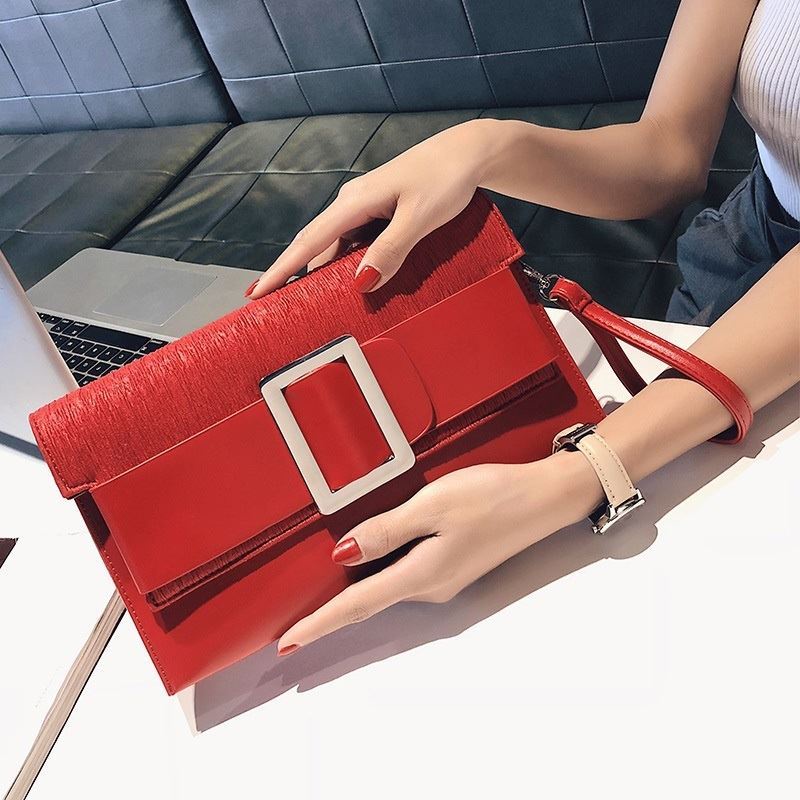 Amona Saha Dompet Clutch Lipat Pesta Wanita Cantik Elegan Import Terbaru 2021 Viral Red JTF5869