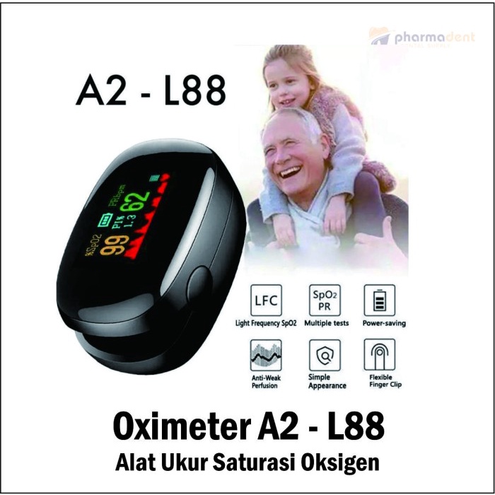 Pulse Oximeter Fingertip Alat Ukur Saturasi Oksigen - A2 L88 Black
