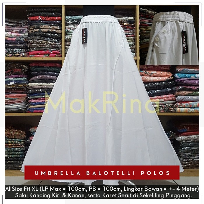 PROMO  Rok Balotelli / Rok Polos Panjang / Rok Lebar Maxi Karet (Putih)