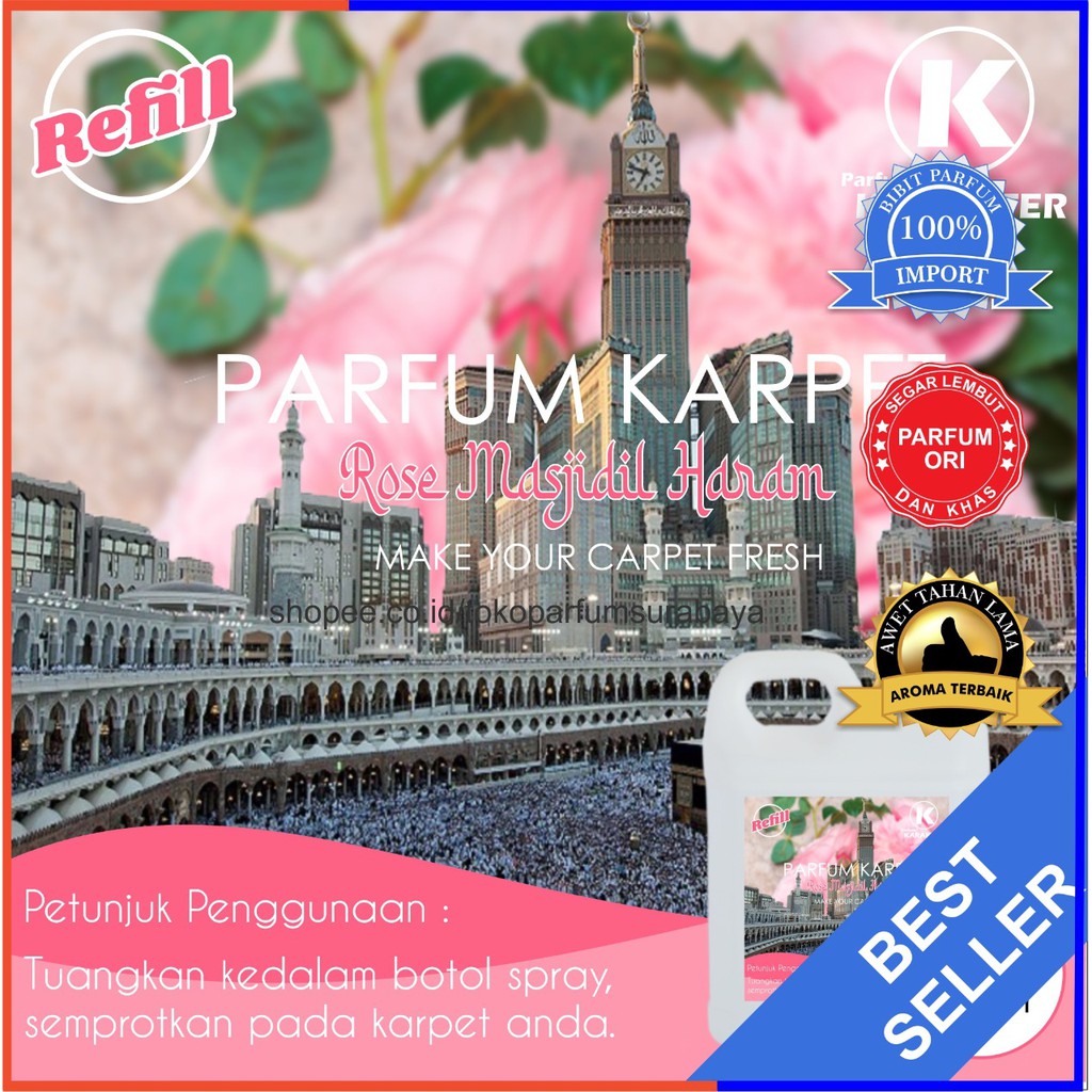 Parfum Karpet Aroma Masjidil Haram | Wangi Segar &amp; Tahan Lama | Kemasan Refil 1 Liter | Bisa Cod | Terlaris