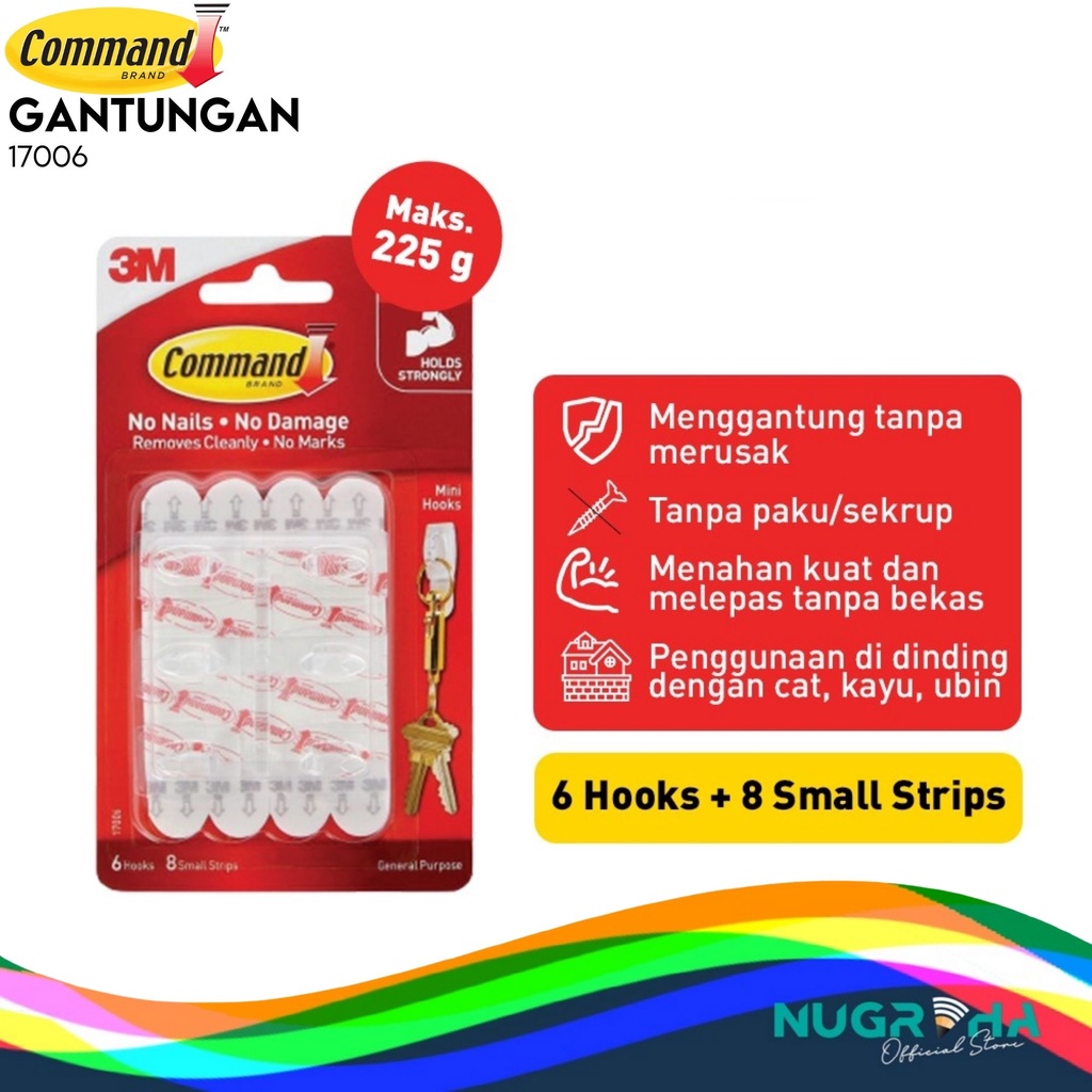

3M Command Gantungan Berperekat Bening Ukuran Mini 17006