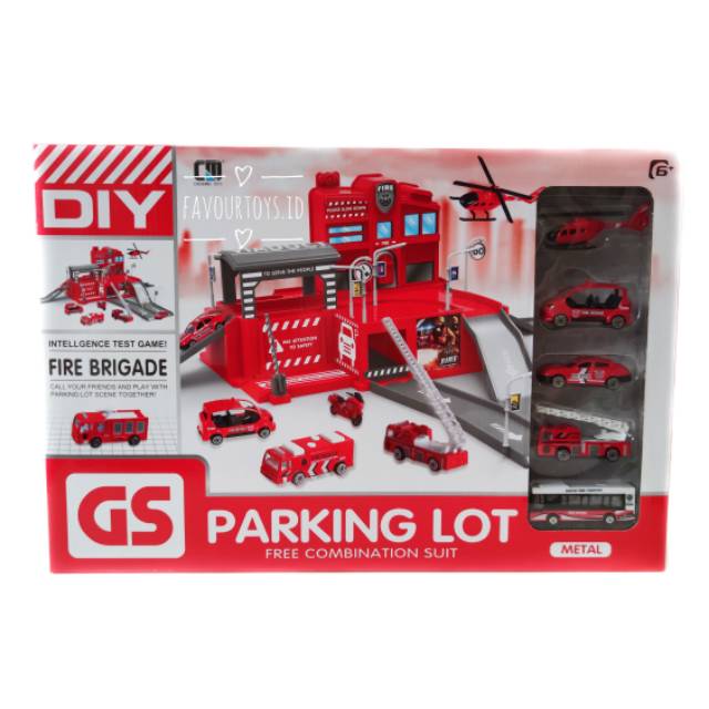 MAINAN PEMADAM KEBAKARAN MAINAN PARKIRAN DENGAN SET GEDUNG MARKAS PARKING LOT