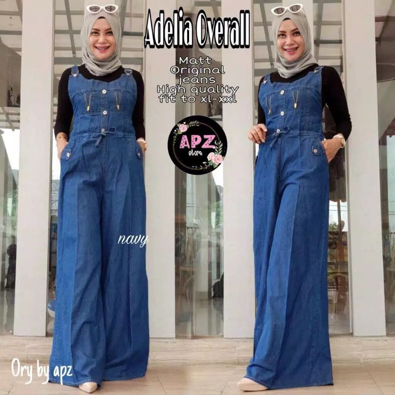 JUMBO LD FIT TO XXL!! ADELIA OVERALL MATT JEANS WASH