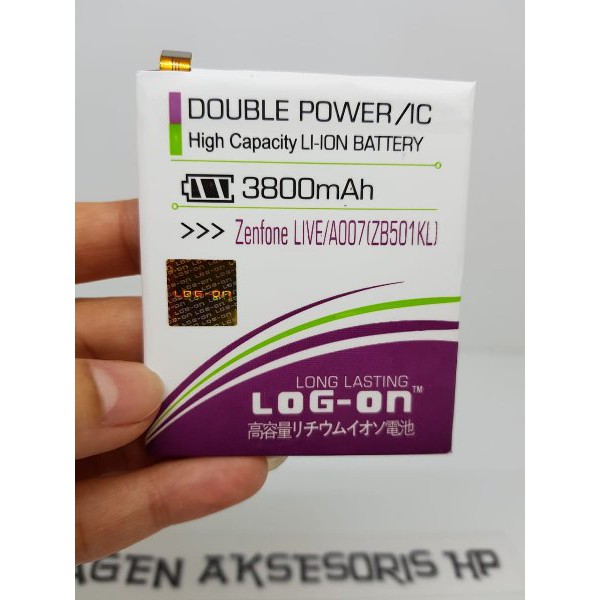 Baterai Zenfone Live 5.0 inchi Batre Asus ZB501KL A007 Battery LOG-ON Double Power 2 IC 3800mAh aah