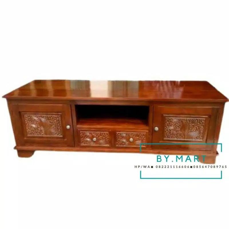 LEMARI TV MINIMALIS / MEJA TV KAYU JATI / BUFET MINIMALIS UKURAN 180-200 CM BAHAN KAYU JATI ASLI